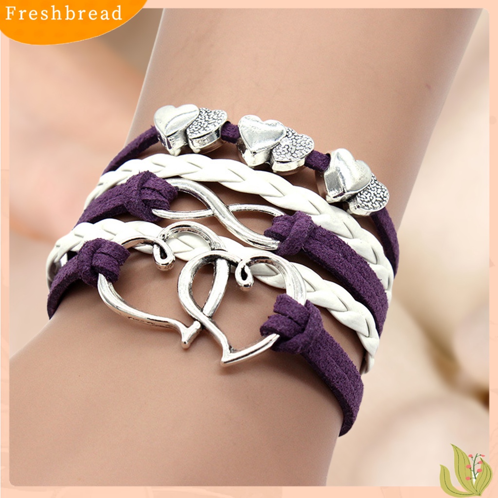 &lt; Freshbread &gt; Gelang Beberapa Lapisan Anti-Alergi Aksesoris Fashion Buatan Tangan Cinta Besar Hati Liontin Braided Bracelet Untuk Pakaian Sehari-Hari