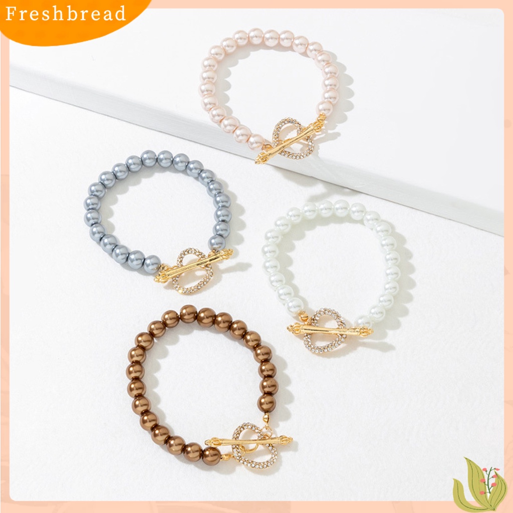 &lt; Freshbread &gt; Gelang Manik-Manik Indah Dapat Disesuaikan Glossy INS Manis Berlian Imitasi Bulat Gelang Mutiara Imitasi Untuk Pakaian Sehari-Hari