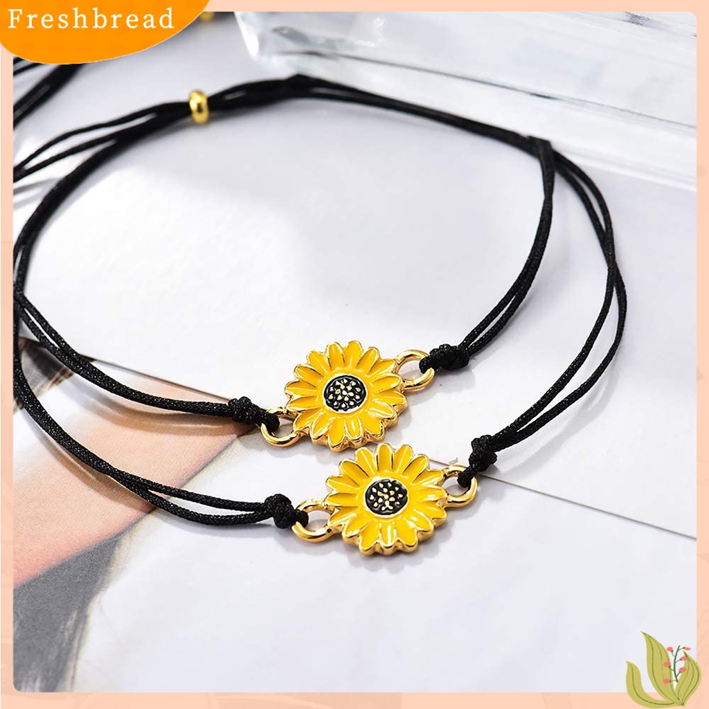 &lt; Freshbread &gt; 2Pcs Wanita Gadis Bunga Matahari Adjustable Gelang Persahabatan Perhiasan Dekorasi