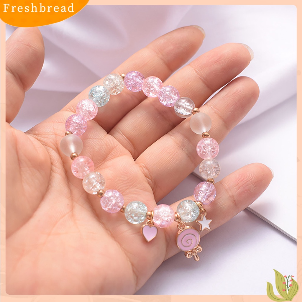 &lt; Freshbread &gt; Wanita Gelang Kartun Liontin Manik-Manik Tali Elastis Hias Anti Luntur Perhiasan Hadiah Handmade Warna-Warni Kristal Imitasi Pesona Gelang Aksesoris Fashion Untuk Pacaran