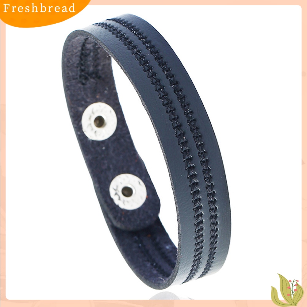 &lt; Freshbread &gt; Vintage Pria Wanita Bordir Faux Kulit Gelang Pergelangan Tangan Bangle Perhiasan Hadiah