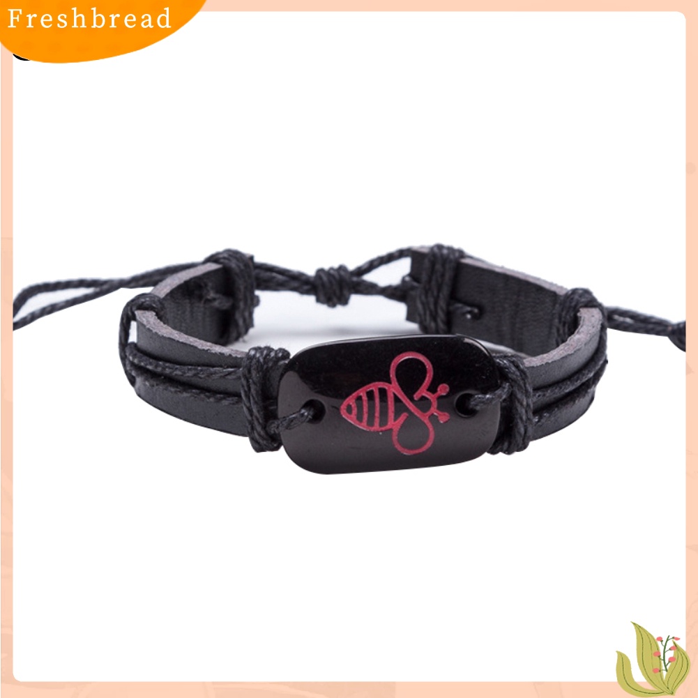 &lt; Freshbread &gt; Lovely Bee Fashion Gelang Tali Kulit Imitasi Pria Wanita Perhiasan Hadiah Ulang Tahun