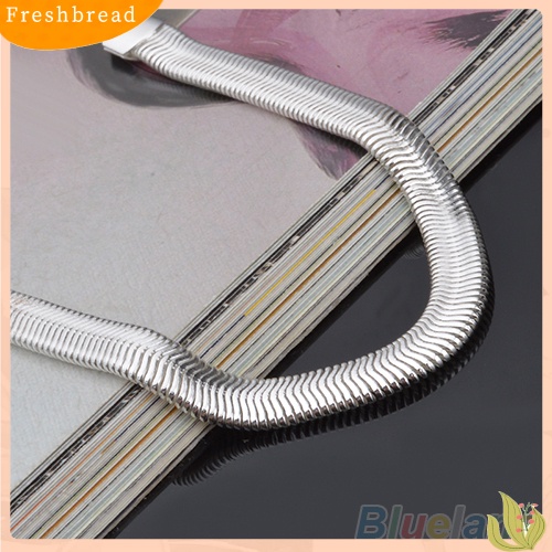 &lt; Freshbread &gt; Unisex Fashion Perak Berlapis 6mm Rantai Ular Lobster Clasp Gelang Bangle Hadiah