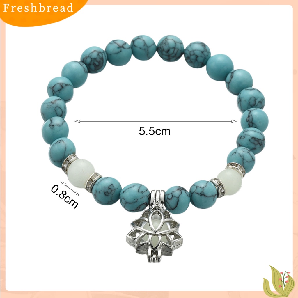 &lt; Freshbread &gt; Wanita Gelang Faux Turquoises Luminous Floral Jewelry Manik-Manik Elastis Bangle Jewellery Hadiah