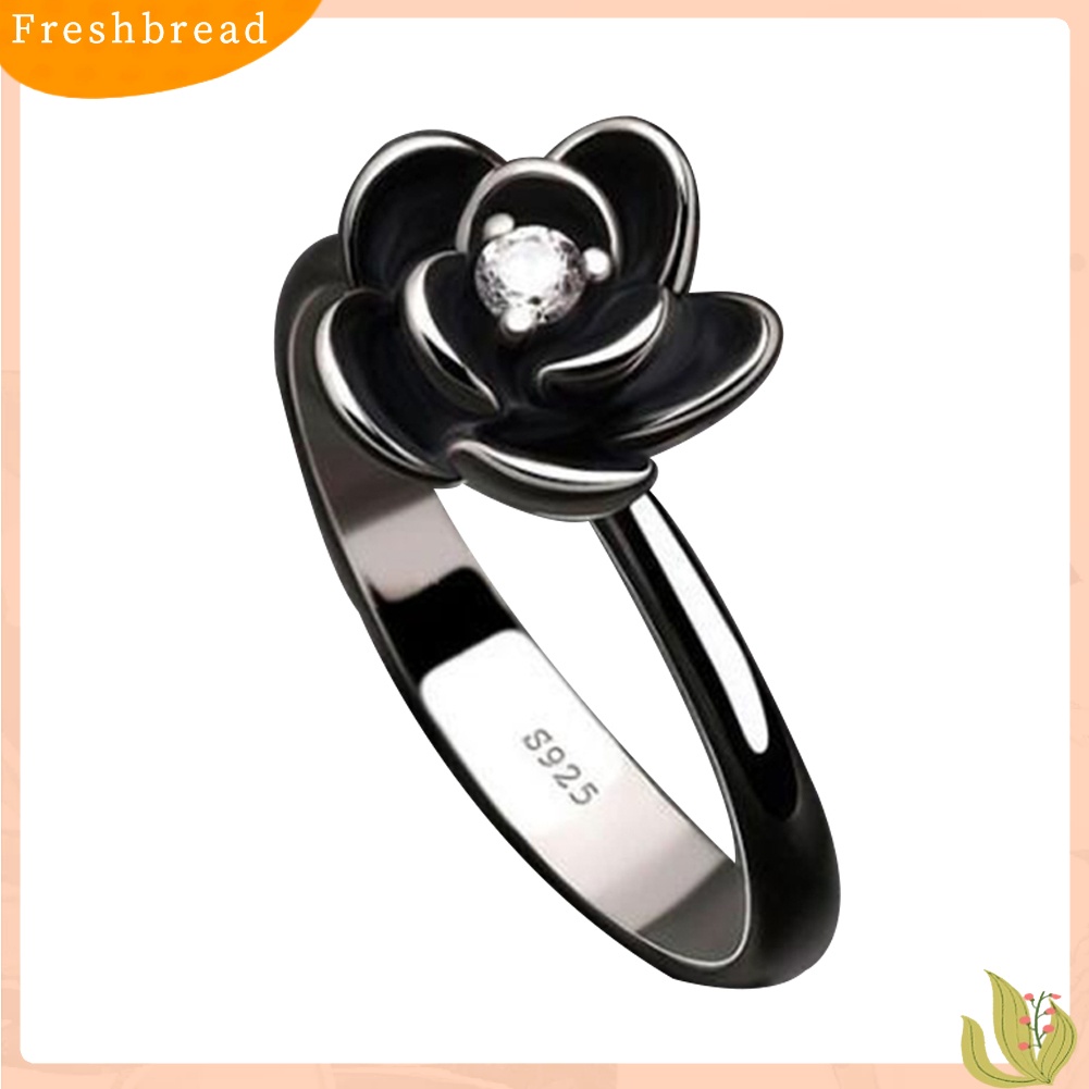 &lt; Freshbread &gt; Fashion Wanita Bentuk Bunga Sliver Disepuh Berlian Imitasi Jari Cincin Perhiasan Pengantin