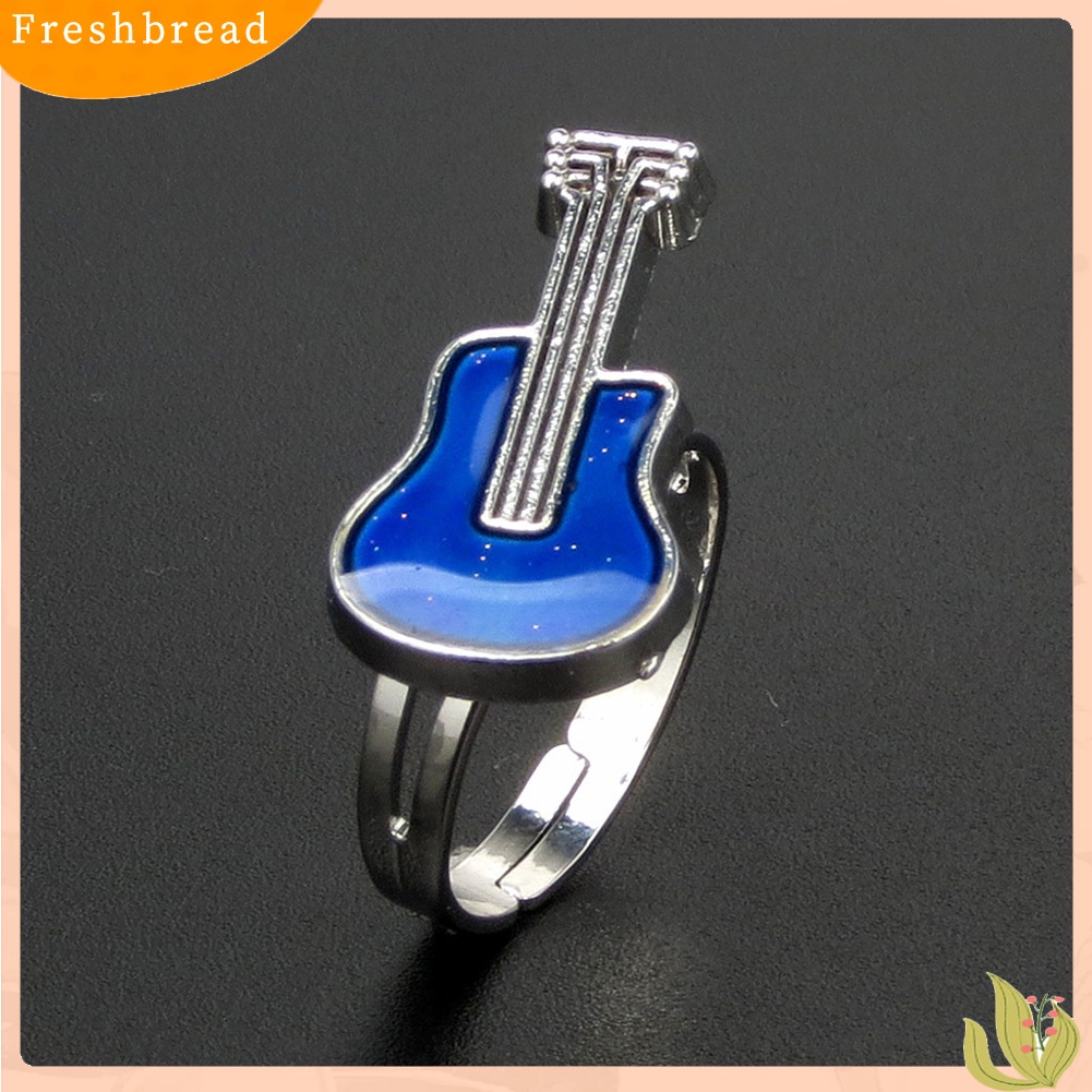 &lt; Freshbread &gt; Kreatif Gitar Suhu Mood Berubah Warna Wanita Cincin Terbuka Perhiasan Hadiah