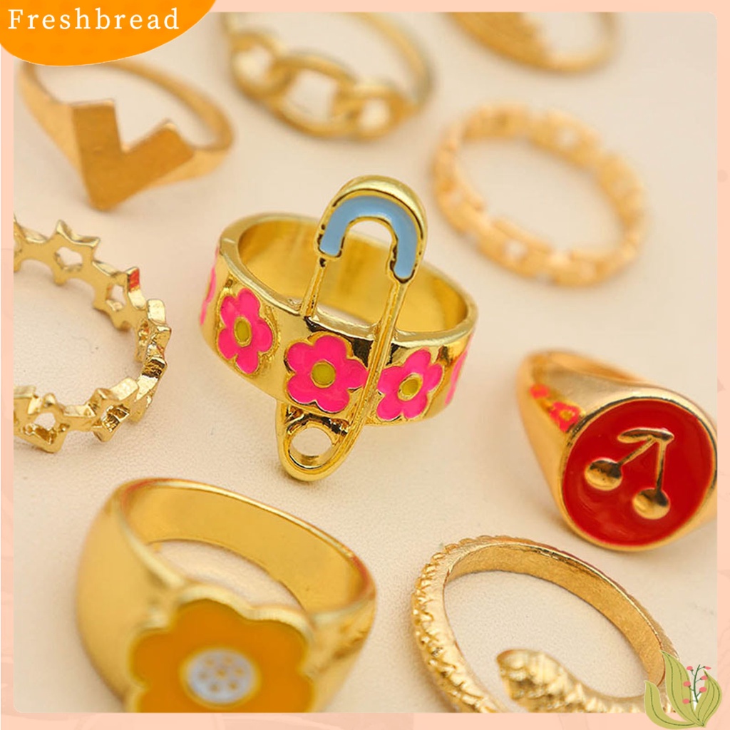 &lt; Freshbread &gt; 10 Pcs Cincin Buku Jari Ular Bintang Bunga Cherry Tetes Minyak Indah Rings Perhiasan Aksesoris