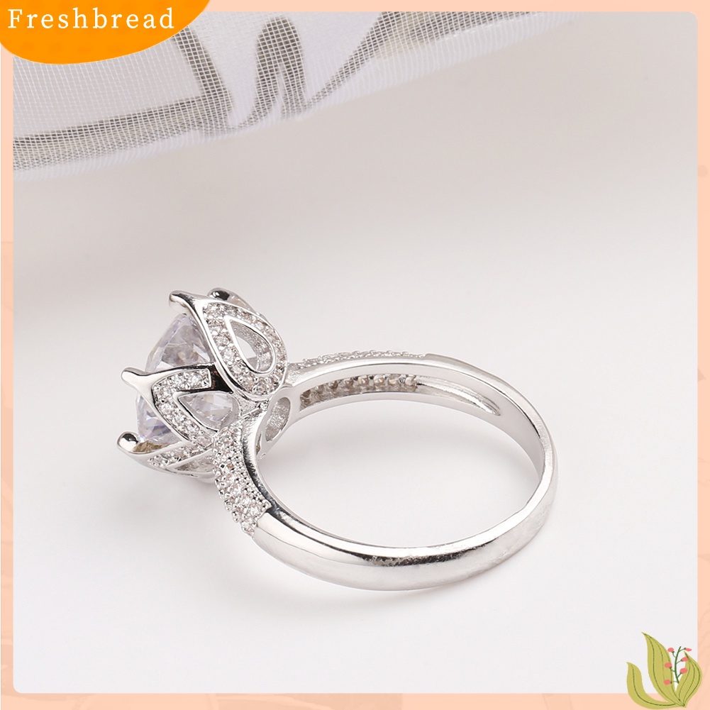 &lt; Freshbread &gt; Sparkling Women Bulat Faux Gemstone Engagement Pesta Pernikahan Cincin Band Perhiasan