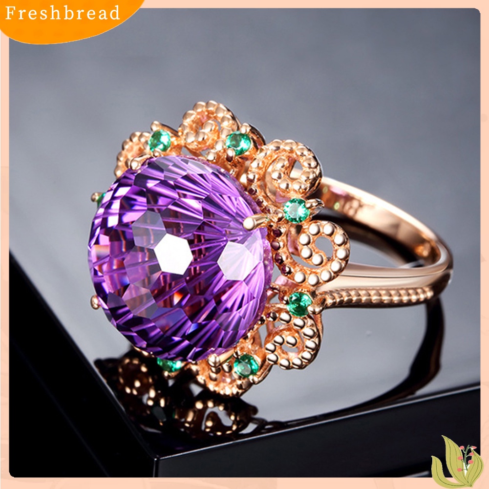 &lt; Freshbread &gt; Fashion Wanita Faux Amethyst Jari Cincin Pernikahan Pertunangan Perjamuan Perhiasan Hadiah