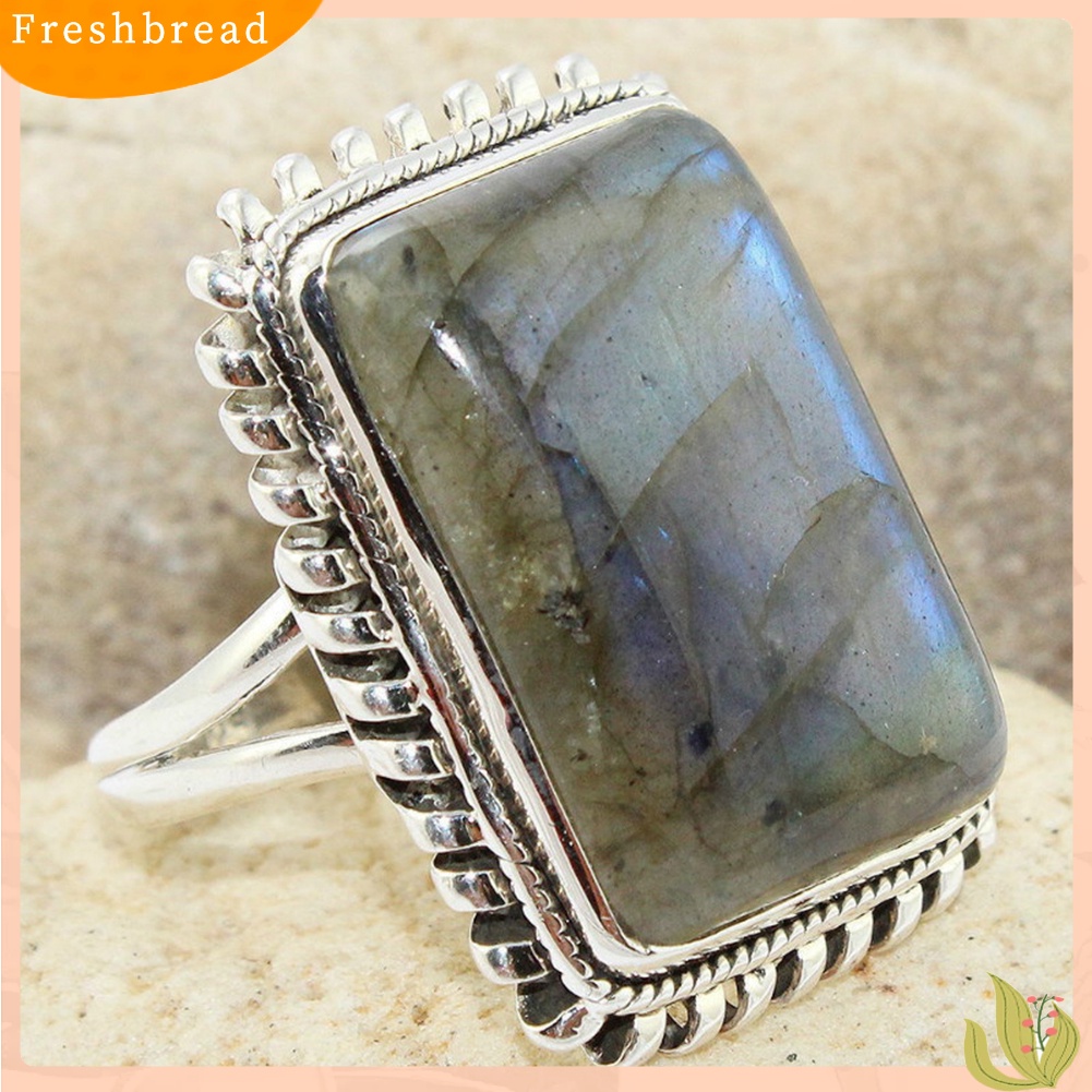 &lt; Freshbread &gt; Retro Persegi Panjang Faux Gemstone Wanita Jari Cincin Pesta Perjamuan Perhiasan Hadiah