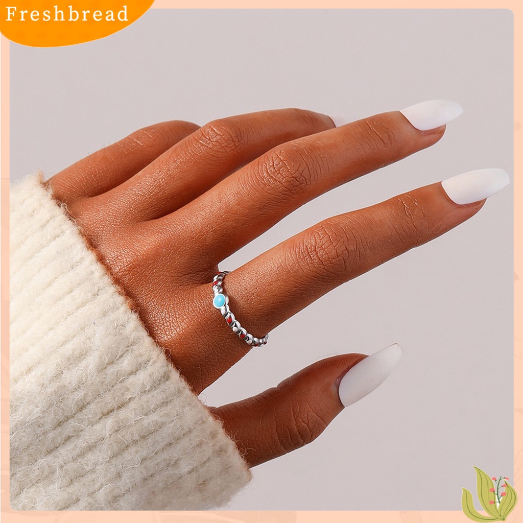 &lt; Freshbread &gt; Wanita Cincin Terbuka Multicolor Colorfast Bland Round Spot Opening Hias Stainless Steel Adjustable Lady Knuckle Ring Untuk Pakaian Sehari-Hari