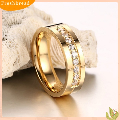 &lt; Freshbread &gt; 1Pc Fashion Titanium Steel Lover Ring Cincin Pasangan Berlapis Emas Untuk Pria Wanita