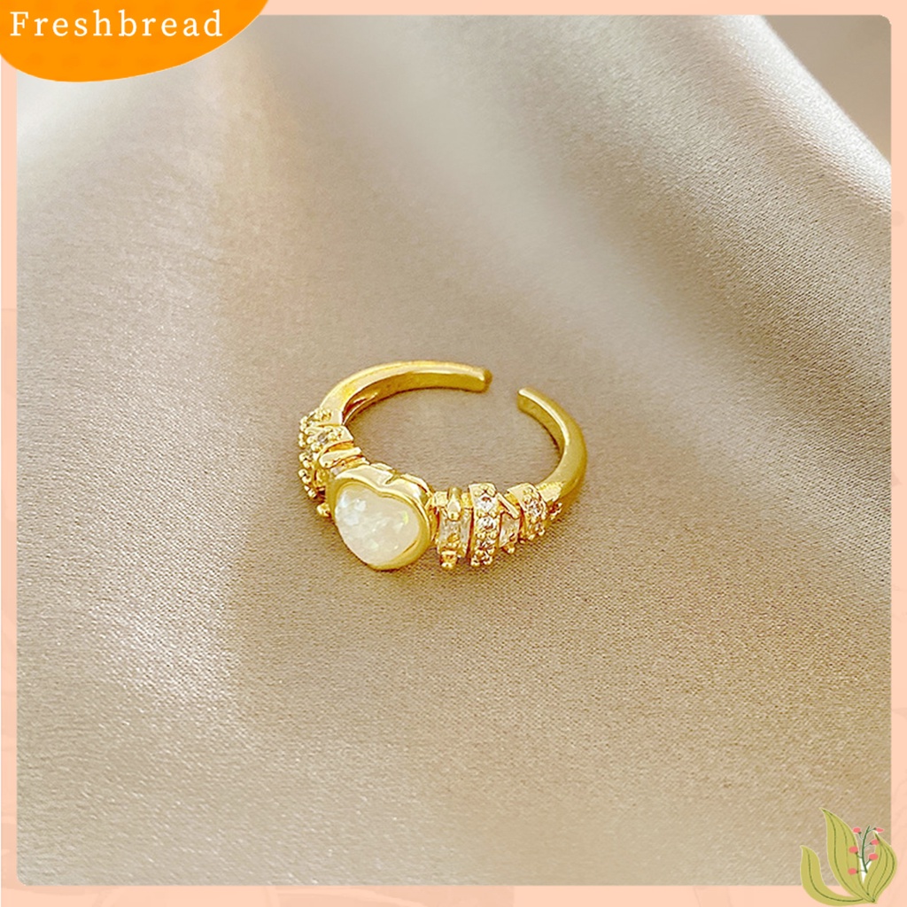 &lt; Freshbread &gt; Wanita Cincin Cinta-Berbentuk Hati Kristal Imitasi Pembukaan Dapat Disesuaikan Retro Hadiah Berlian Imitasi Tertanam Wanita Jari Cincin Perhiasan Fashion