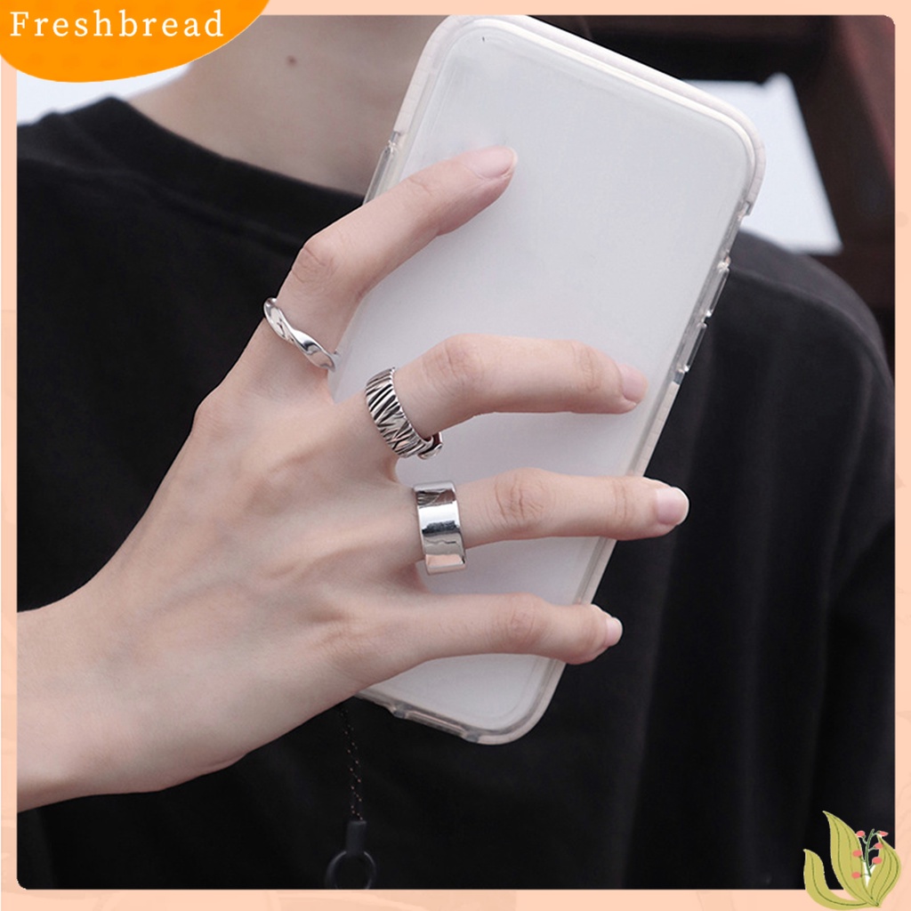 < Freshbread > Lebar Poles Electroplating Halus Pria Cincin Sederhana Baja Titanium Terbuka Jari Band Perhiasan Aksesoris