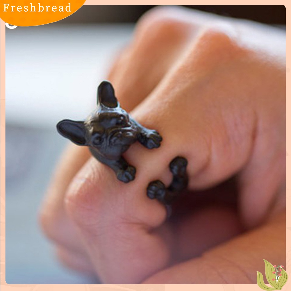 &lt; Freshbread &gt; Adjustable Retro Bulldog Bukaan Cincin Unisex Hewan Lubang Banteng Anjing Punk Perhiasan