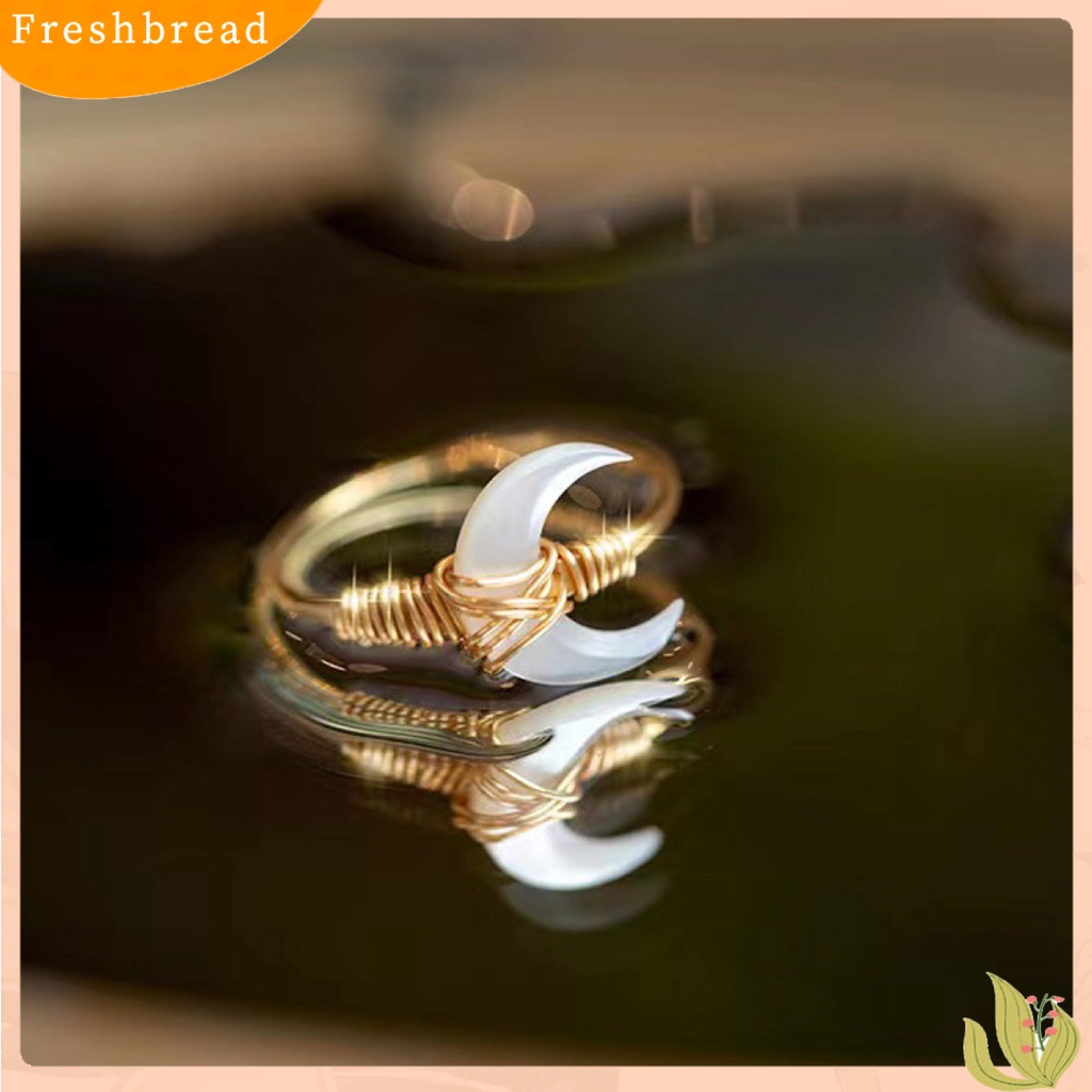 &lt; Freshbread &gt; Cincin Lady Mulia Indah Yang Dapat Disesuaikan Trendi Setengah Bulan Dekorasi Jari Cincin Perhiasan Aksesori