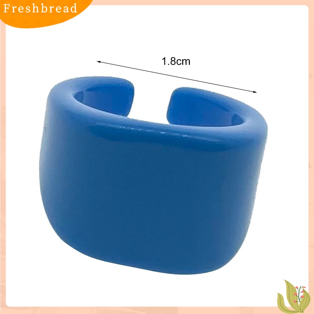&lt; Freshbread &gt; Wanita Dicat Tangan Stackable Resin Geometris Tidak Teratur Cincin Pembukaan Warna Permen Untuk Tanggal