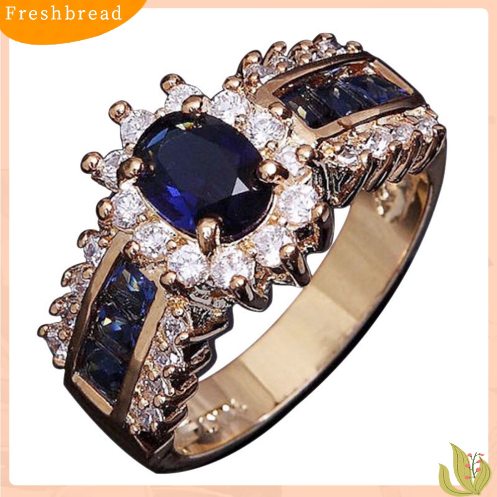 &lt; Freshbread &gt; Wanita Vintage Cubic Zirconia Bertatahkan Band Jari Cincin Hadiah Perhiasan Pesta Pernikahan