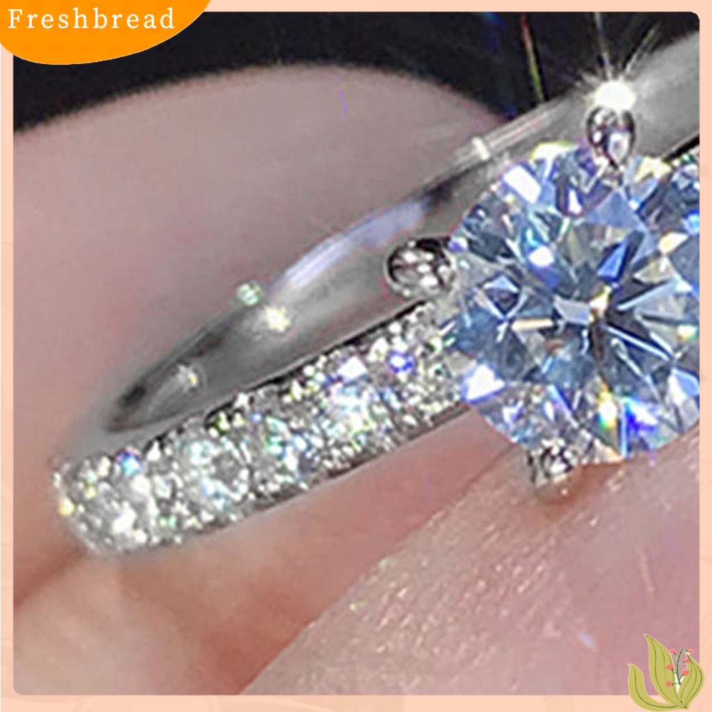 &lt; Freshbread &gt; Wanita Cincin Bulat Berlian Imitasi Perhiasan Fashion Penampilan Electroplated Finger Ring Untuk Pernikahan