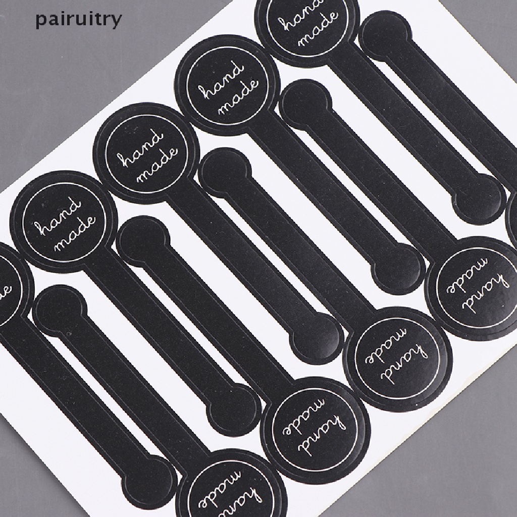 Prt 50Pcs &quot;Hand Made&quot; Black Sealing Sticker Kemasan Stiker Label DIY Gift Sticker PRT