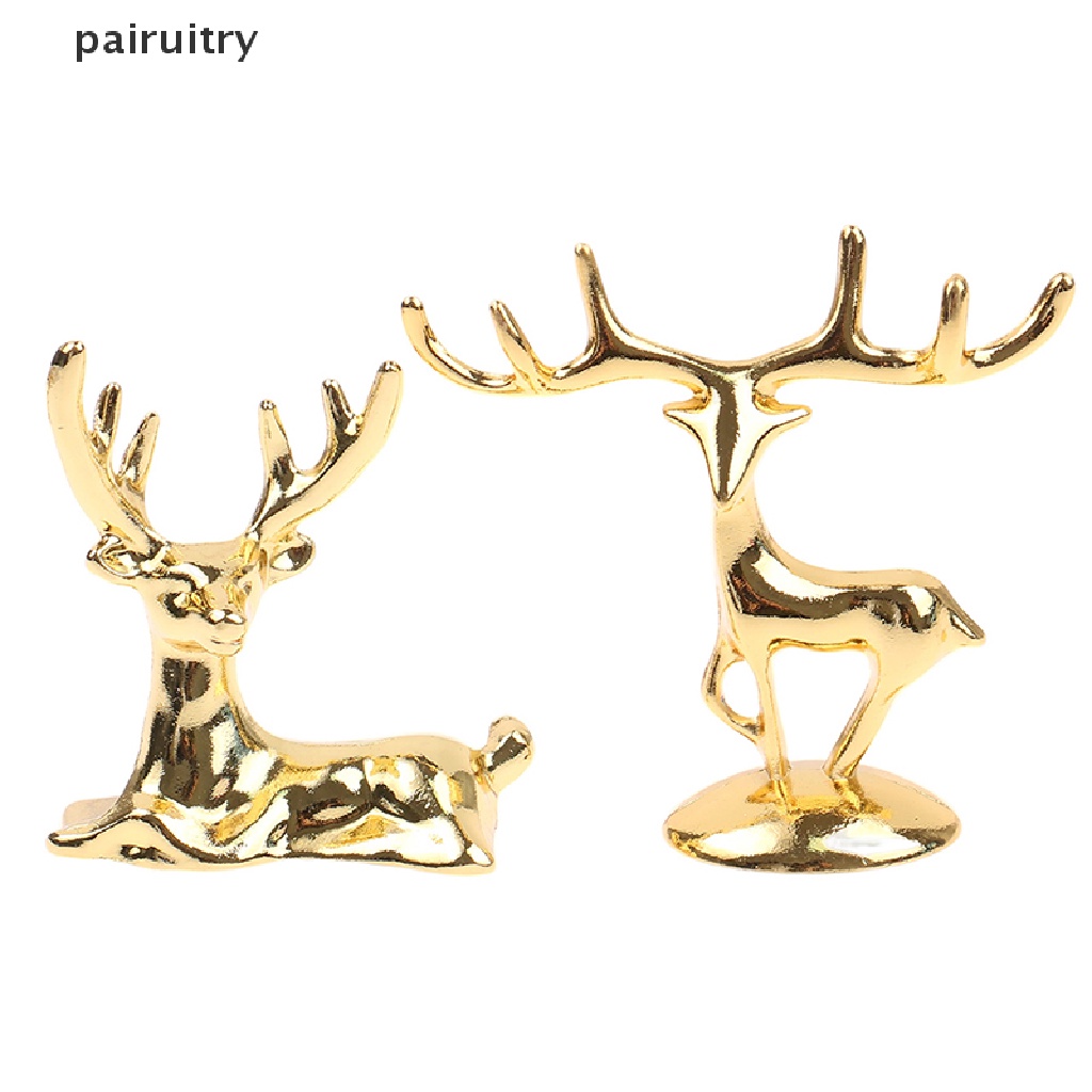 Patung Rusa Elk PRT Nordic Christmas Reindeer Art Figurine Vintage Golden Iron Kerajinan Tangan Hiasan Rumah Dekorasi Meja Hadiah PRT