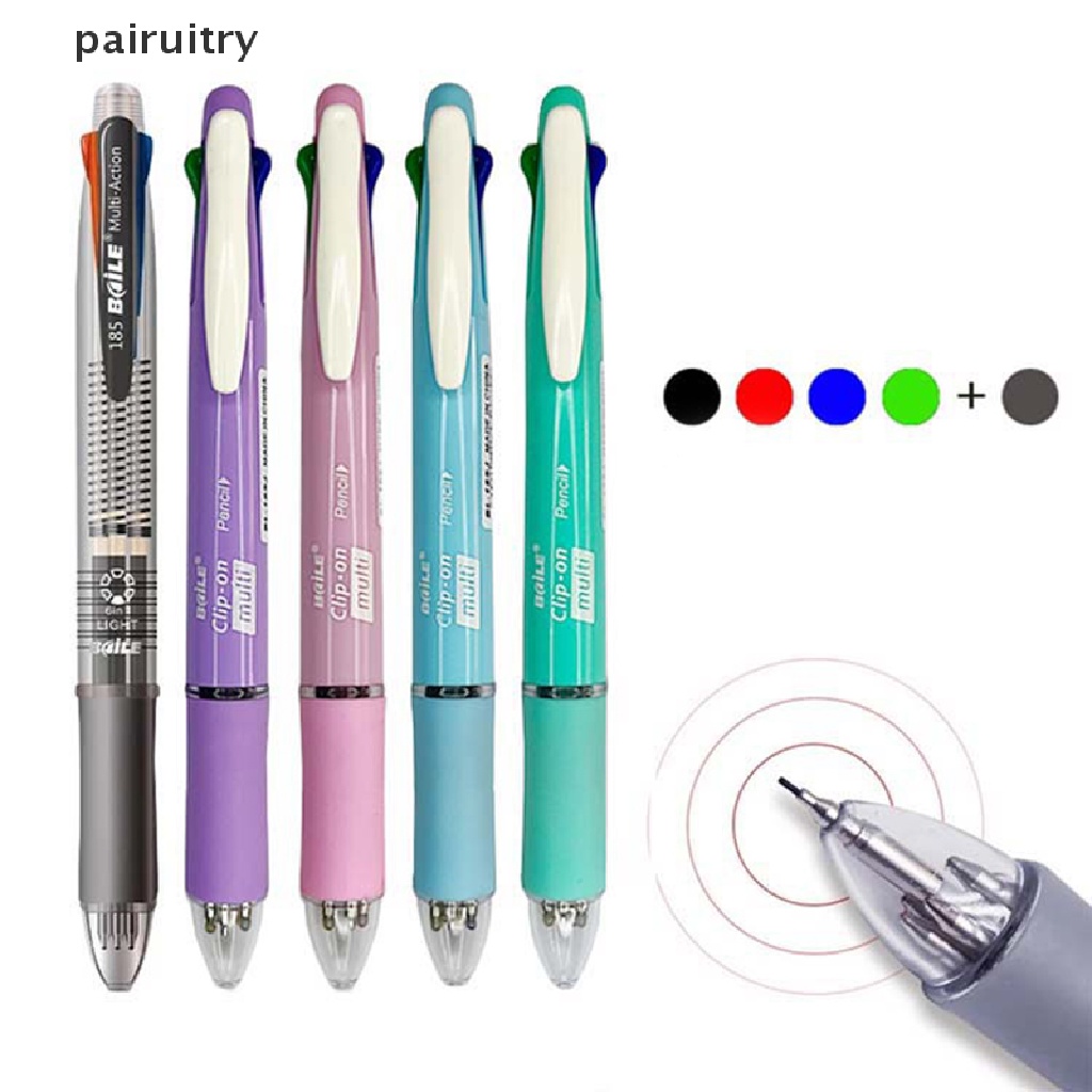 Prt 5in1 Multicolor Bolpoin Kreatif 4warna Ball Pen Refill Dan Pensil Lead Pen Kantor Sekolah Wrig Supply PRT