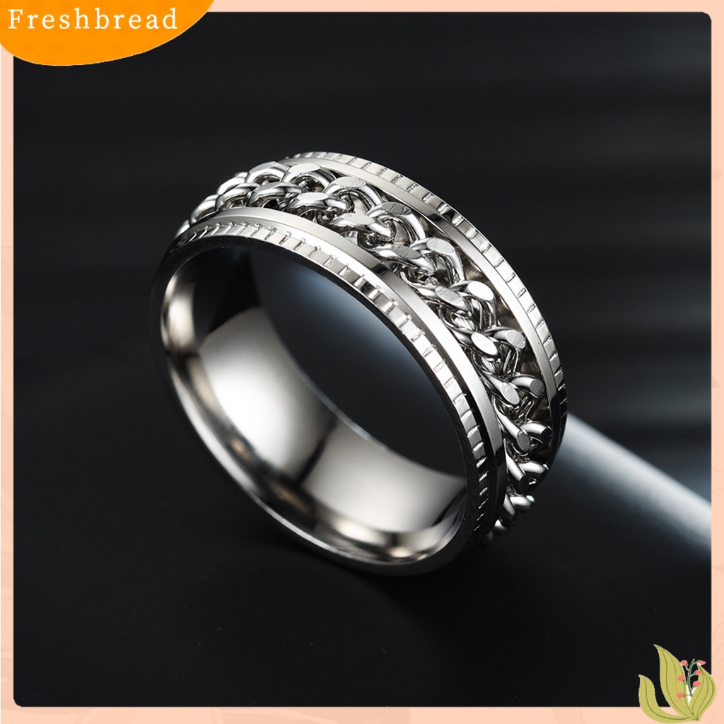 &lt; Freshbread &gt; Pria Cincin Sederhana Tinggi Dipoles Perhiasan Fashion Rantai Berputar Hias Jari Cincin Untuk Pesta