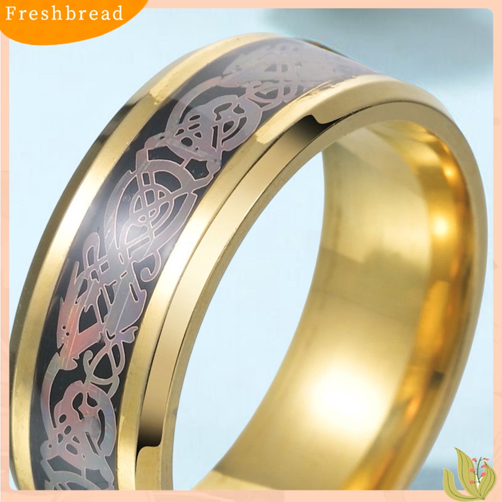 &lt; Freshbread &gt; Finger Ring Plating Anti-fading Halus Ringan Portabel Menghias Baja Titanium Multicolor Print Laki-Laki Cincin Perhiasan Aksesori