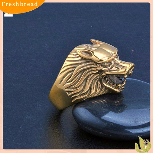 &lt; Freshbread &gt; 1Pc Man Vintage Serigala Kepala Gigi Bentuk Punk Jari Buku Jari Keren Cincin Perhiasan