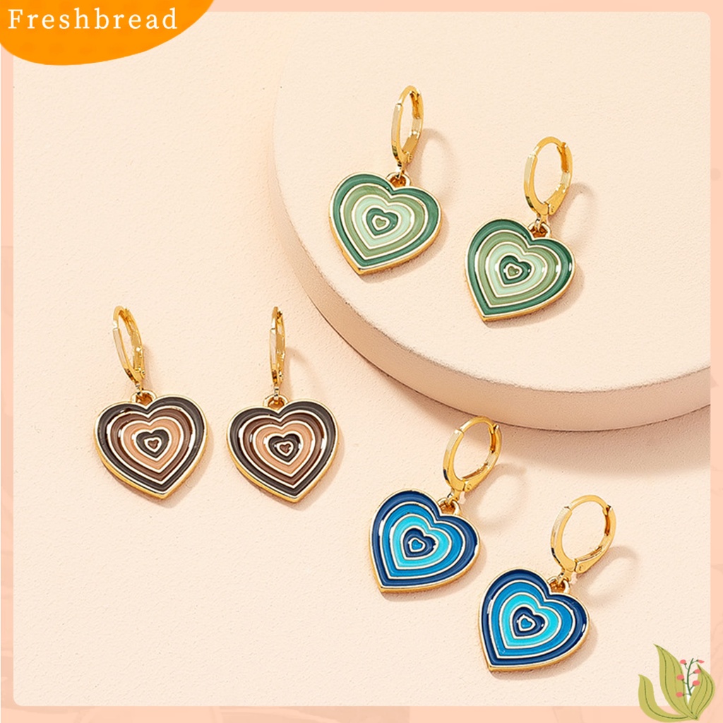 &lt; Freshbread &gt; 1pasang Ear Studs Banyak Lapis Warna Bentuk Hati Perhiasan Indah Semua Pertandingan Menjuntai Anting Tusuk Untuk Pacaran