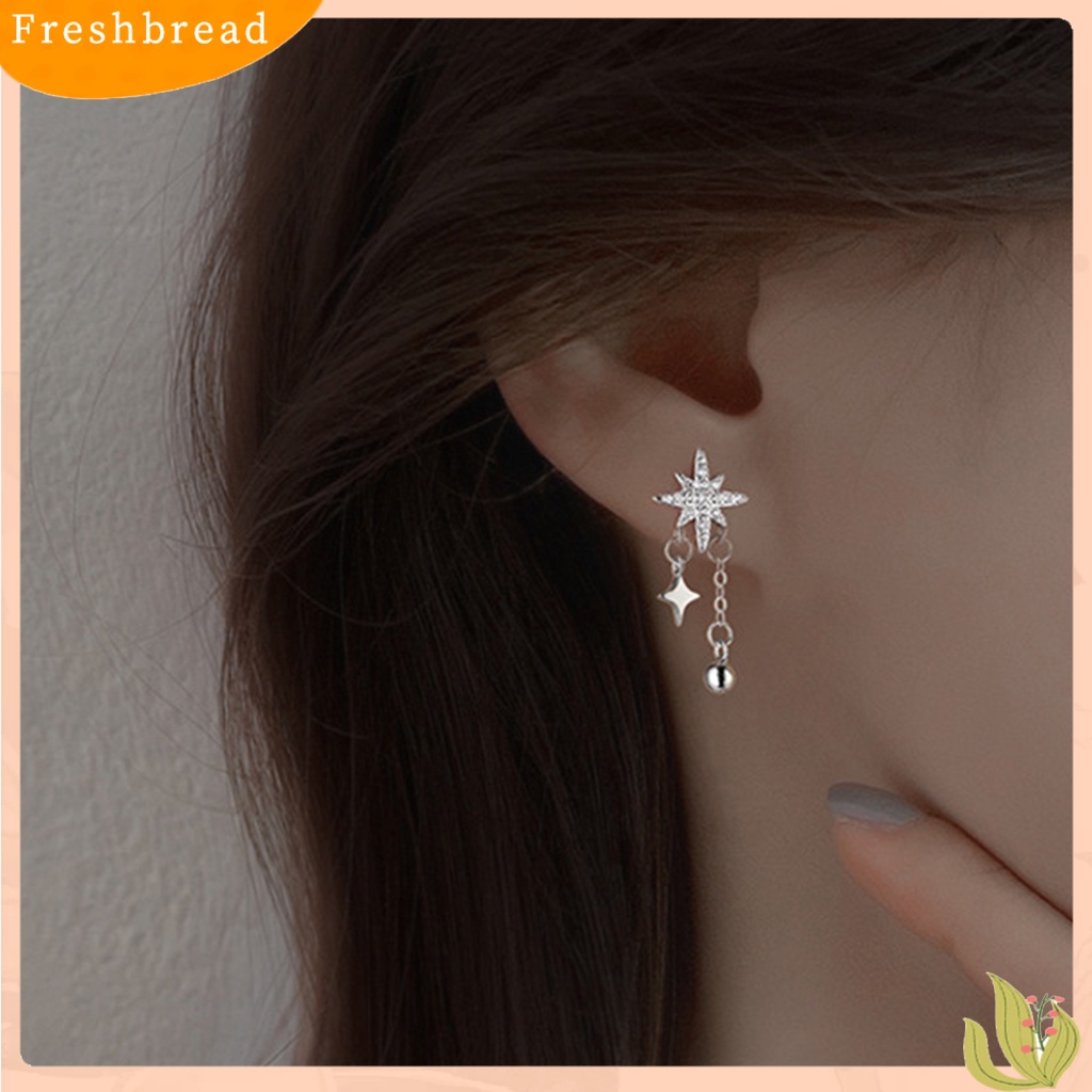 &lt; Freshbread &gt; 1Pc Anting Wanita Bintang Bola Bulat Perhiasan Gaya Korea Berlian Imitasi Stud Earring Untuk Pesta Perjamuan Pernikahan Prom
