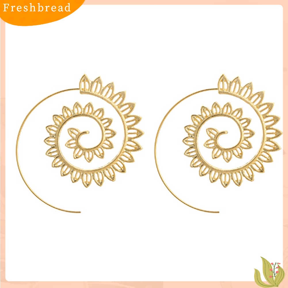 &lt; Freshbread &gt; Spiral Alloy Bentuk Tetesan Air Pesta Hoop Earrings Fashion Lady Eardrop Jewelry