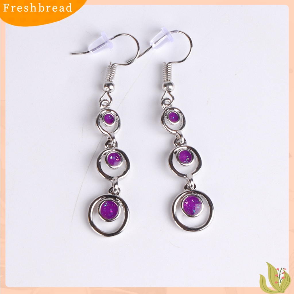 &lt; Freshbread &gt; 1pasang Anting Wanita Panjang Simetris Bulat Hoop Eye-catching Menjuntai Earrings Untuk Prom