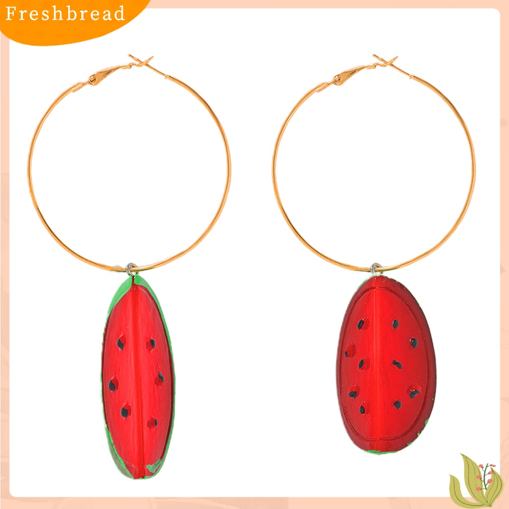 &lt; Freshbread &gt; Wanita Manis Semangka Strawberry Lemon Buah Menjuntai Hoop Earrings Perhiasan Hadiah