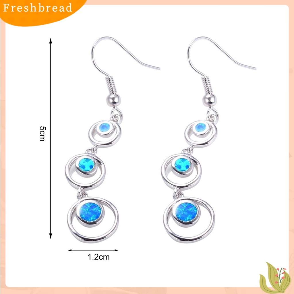 &lt; Freshbread &gt; 1pasang Anting Wanita Panjang Simetris Bulat Hoop Eye-catching Menjuntai Earrings Untuk Prom