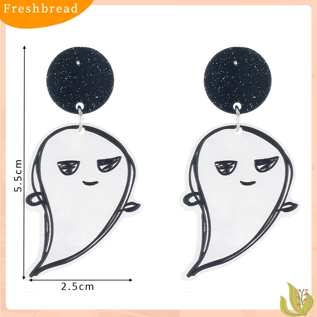 &lt; Freshbread &gt; 1pasang Anting Halloween Hantu Halus Akrilik Graffiti House Pendant Stud Earrings Untuk Halloween