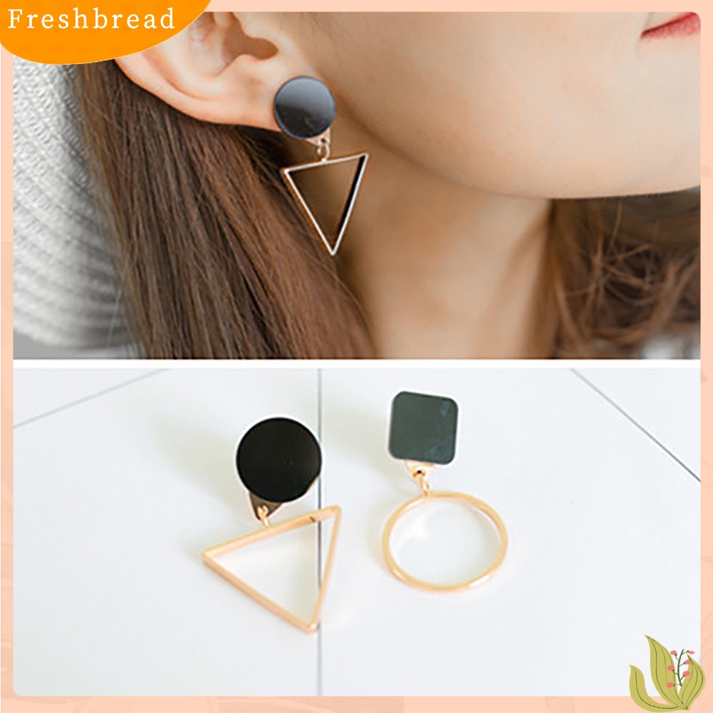 &lt; Freshbread &gt; Kreatif Wanita Asimetris Anting Geometris Segitiga Lingkaran Club Pesta Eardrop