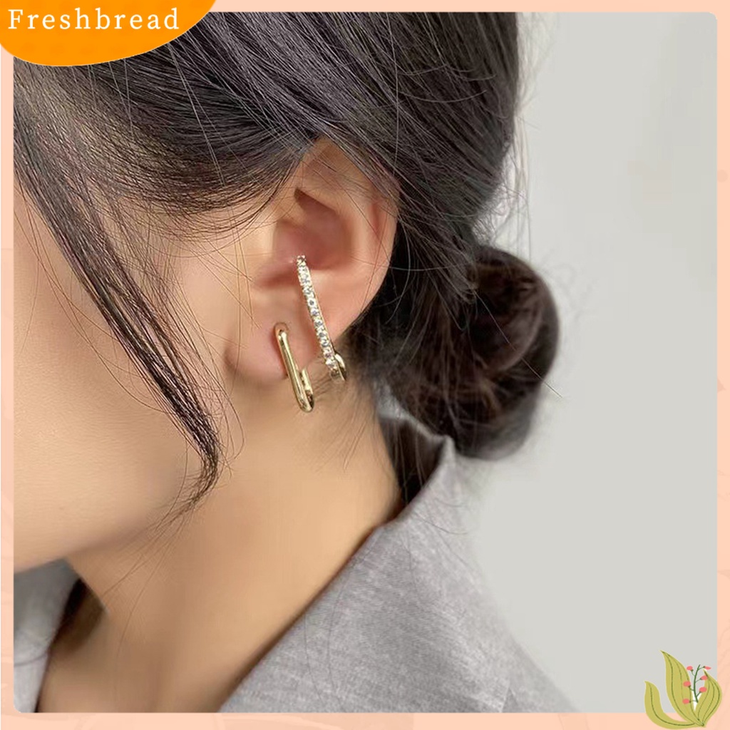 &lt; Freshbread &gt; 1pasang Ear Studs Irregular U Shape Jewelry Shinng Rhinestones Stud Earrings Untuk Pesta Pernikahan Perjamuan Prom