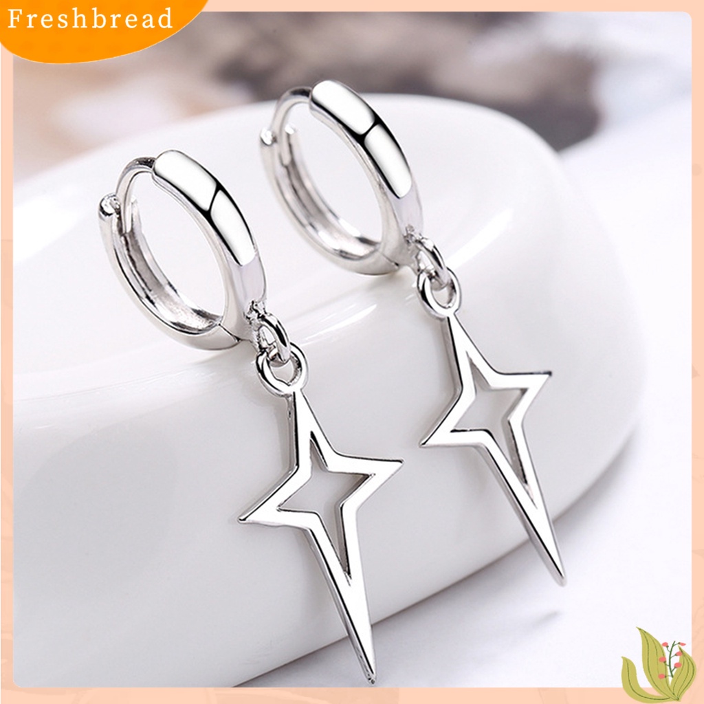 &lt; Freshbread &gt; 1pasang Anting Wanita Warna Solid Bentuk Bintang Hip-hop Anting Lady Drop Kokoh Untuk Pakaian Sehari-Hari