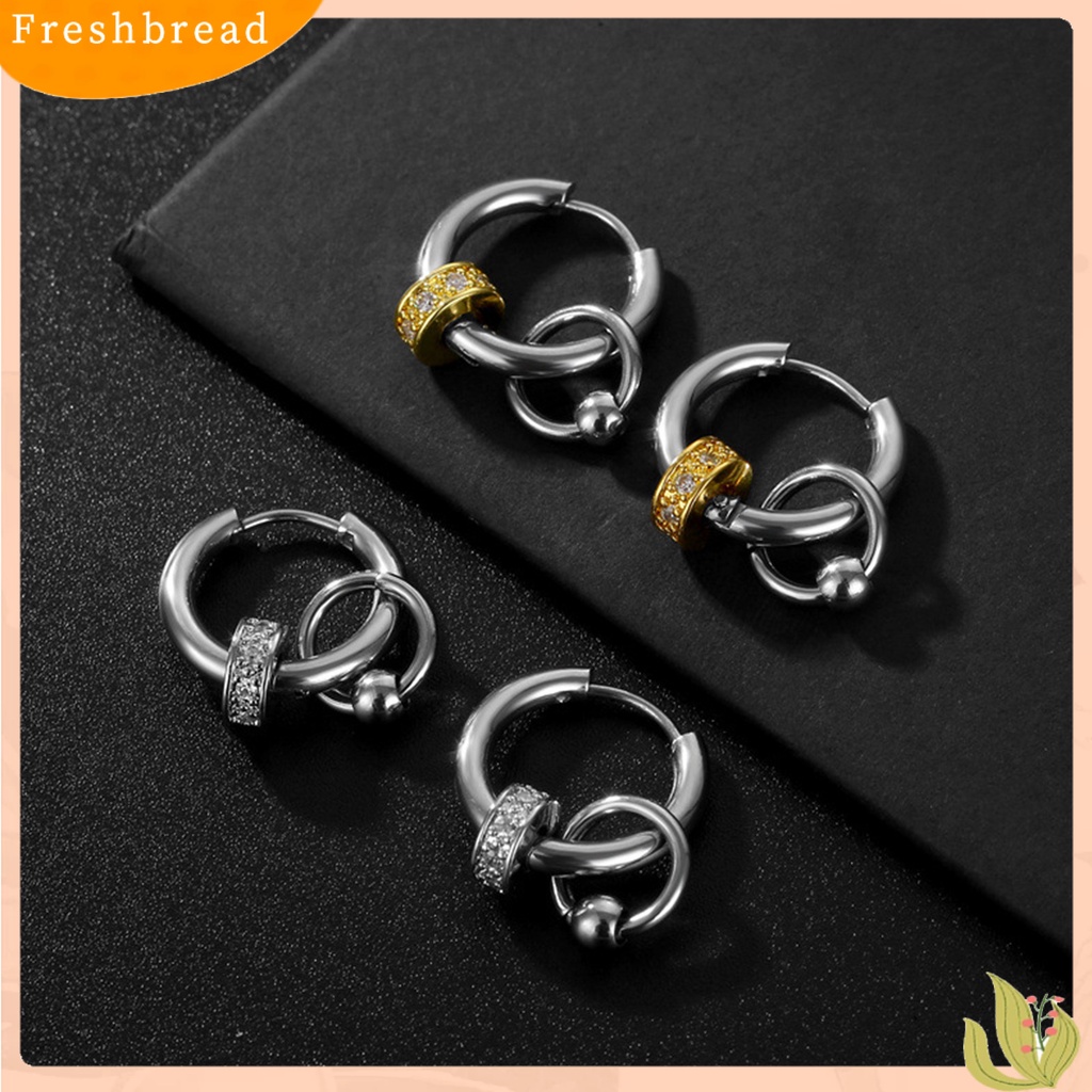 &lt; Freshbread &gt; 1pasang Ear Studs Multi-layers Cincin Punk Hip Hop Kepribadian Hadiah Baja Titanium Keren Sederhana Pria Anting Perhiasan Fashion