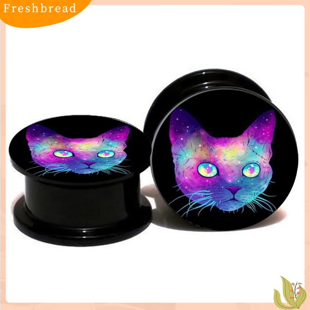 &lt; Freshbread &gt; Akrilik Kucing Dicetak Unisex Piercing Ear Gauges Plugs Tunnel Earrings Jewelry