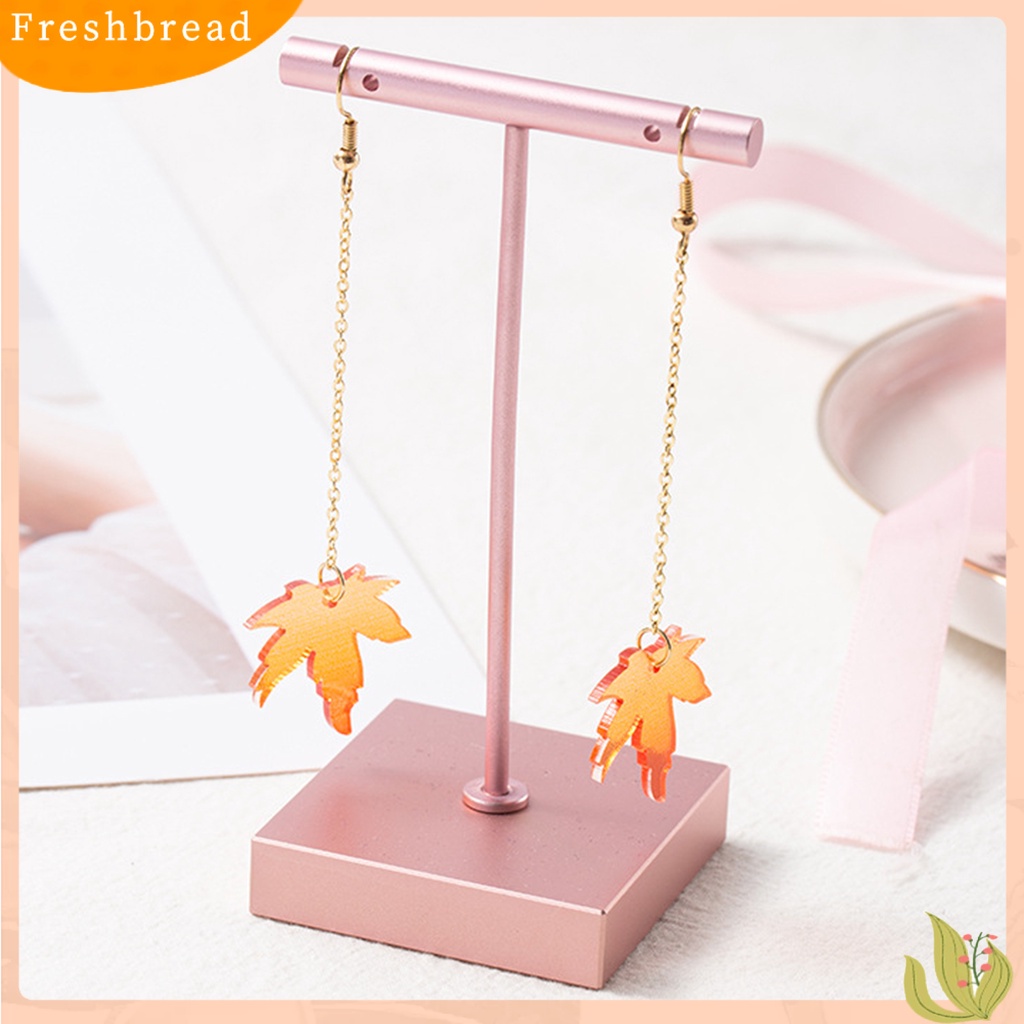 &lt; Freshbread &gt; 1pasang Mutiara Imitasi Dekorasi Drop Anting Rantai Rumbai Orange Sederhana Maple Daun Kait Anting Perhiasan Hadiah