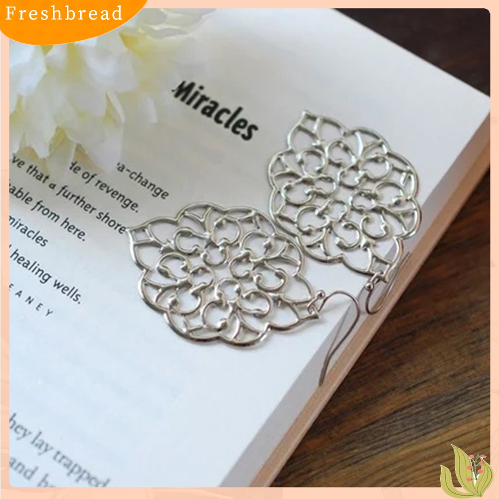 &lt; Freshbread &gt; Wanita Mode Berongga Geometris Kerawang Menjuntai Drop Hook Anting Perhiasan Hadiah