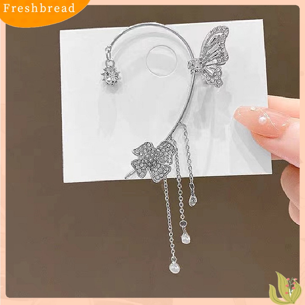 &lt; Freshbread &gt; 1Pc Manset Telinga Mewah Temperamen Dekorasi Geometris Tinggi Gloss Berdandan Tanpa Tindik Shiny Cubic Zirconia Butterfly Ear Cuff Perhiasan Aksesoris