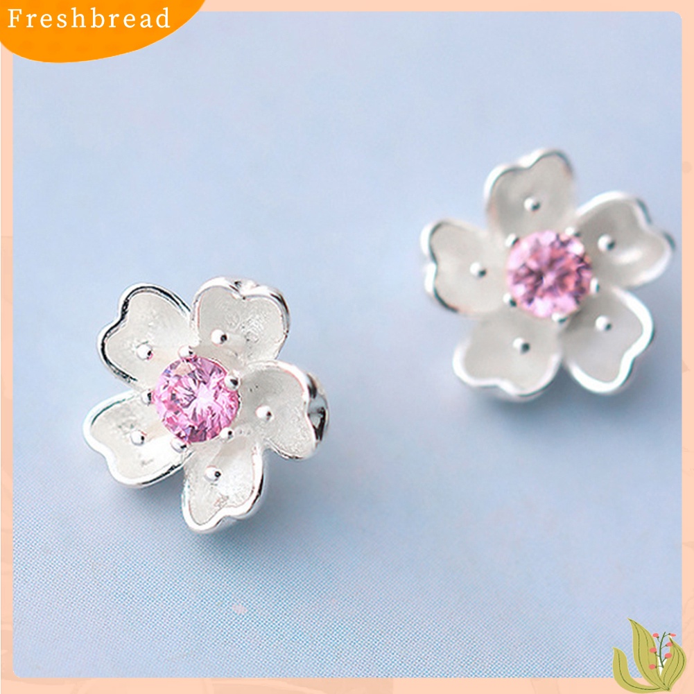 &lt; Freshbread &gt; Bunga Sakura Flower Stud Earrings Wanita Elegan Perhiasan Perjamuan Pesta Hadiah