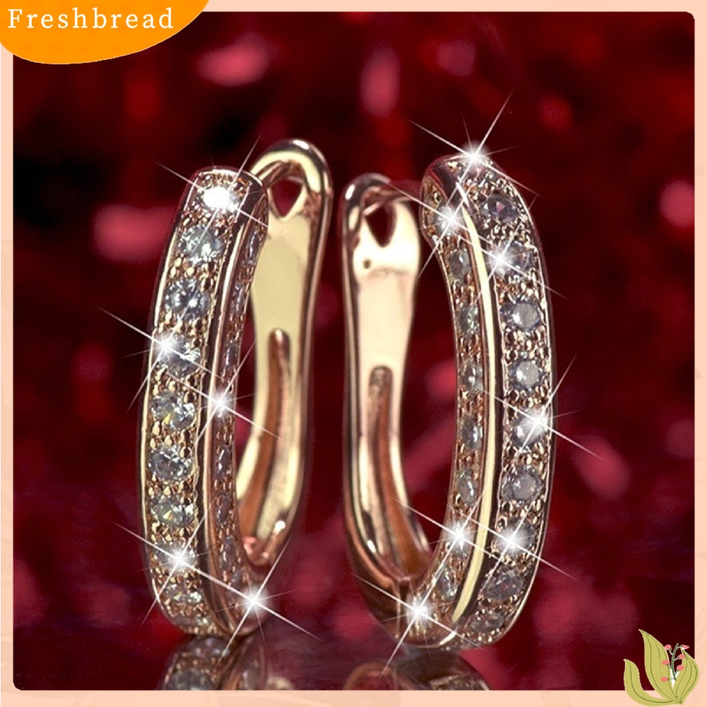 &lt; Freshbread &gt; 1pasang Anting Charm Bentuk Cincin Menarik Anting Huggie Mungil Untuk Wanita