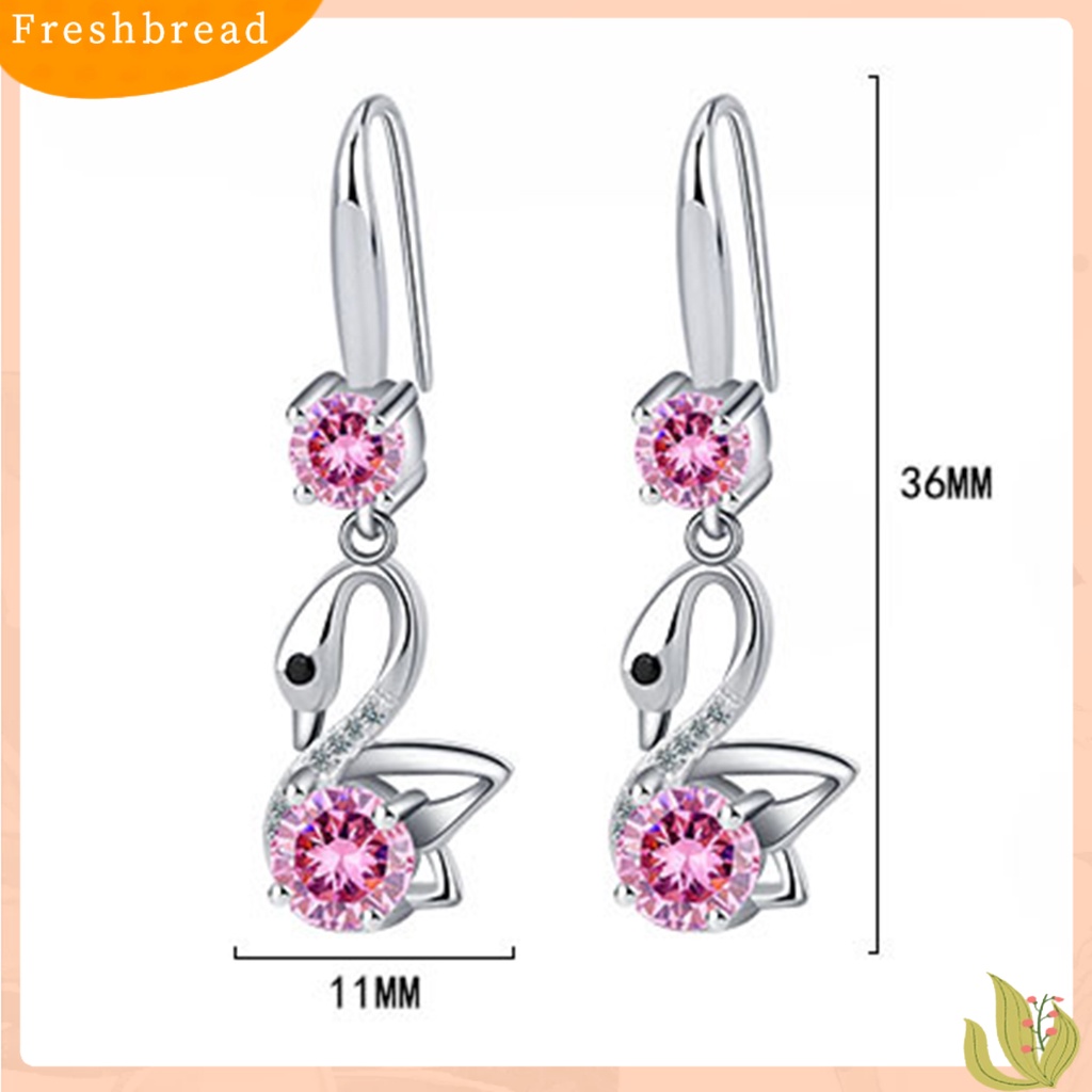 &lt; Freshbread &gt; 1pasang Anting Kait Mata Hitam Perhiasan Hewan Gaya Korea Cubic Zirconia Drop Earrings Untuk Pesta Pernikahan