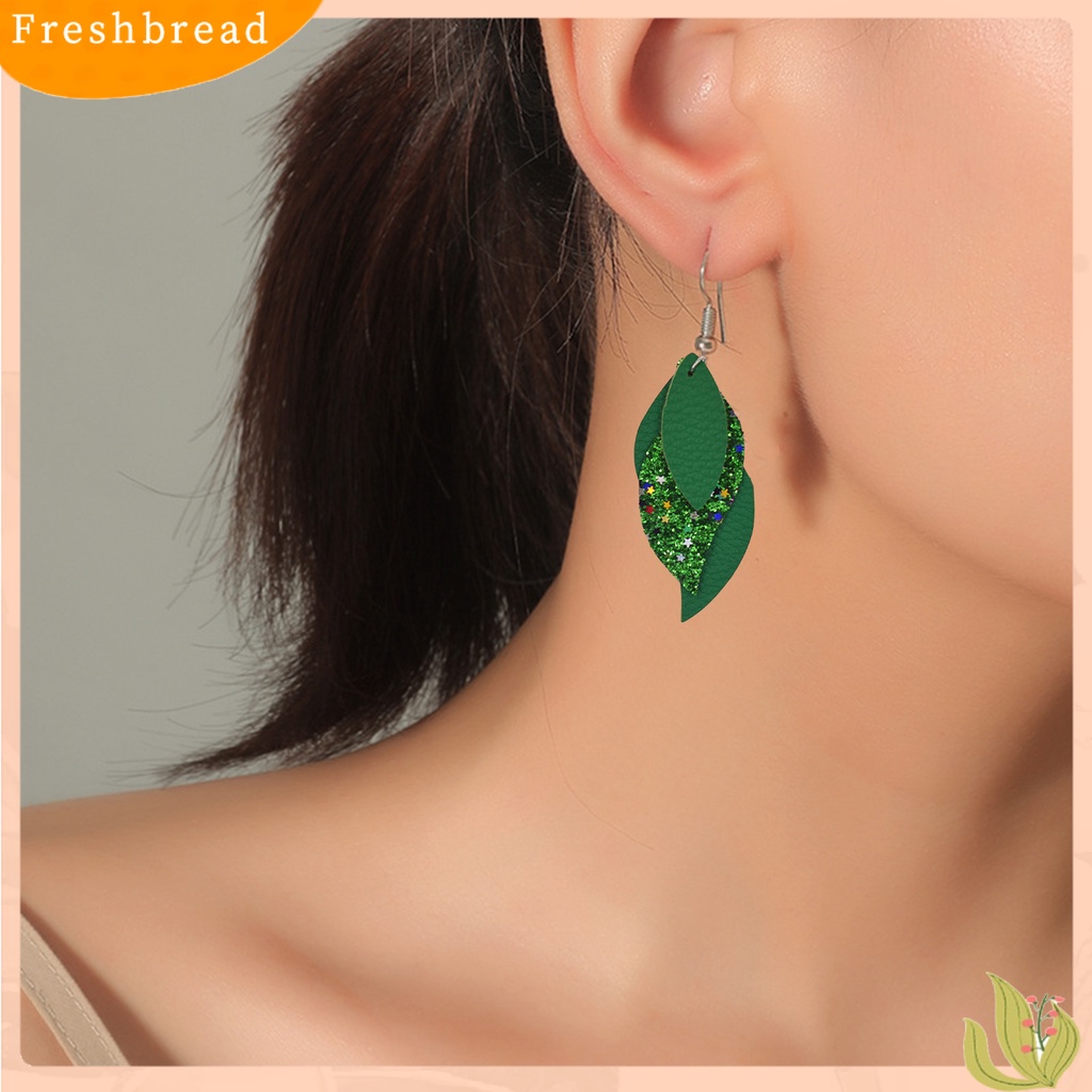 &lt; Freshbread &gt; 1pasang Tindik Indah Menawan Drop Anting-Anting Multi Layer Daun Menjuntai Kait Anting Perhiasan Fashion