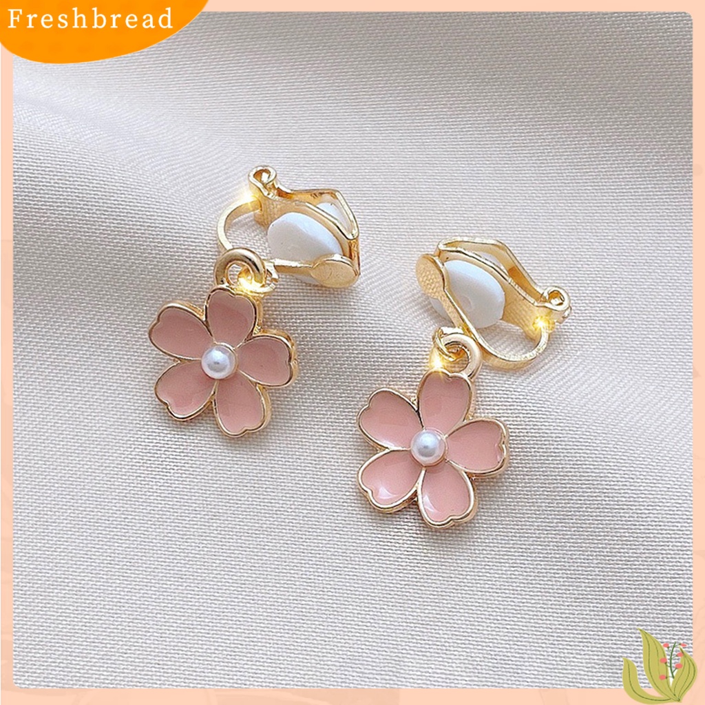 &lt; Freshbread &gt; 1pasang Klip Anting Busur Jumbai Perhiasan Tanpa Tindik Berlian Imitasi Drop Earrings Hadiah Ulang Tahun