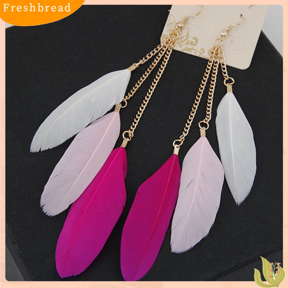 < Freshbread > Fashion Bulu Panjang Rumbai Rantai Pesona Wanita Kait Anting Pesta Perhiasan Hadiah
